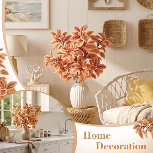 Gresorth 3 Pcs Artificial Yellow Leaves Branches 27.5" Faux Fall Leaf Long Stems Fake Autumn Plant Decoration for DIY Bouquet Filler Bedroom Indoor Kitchen Thanksgiving Table Party - color: Yellow Branches