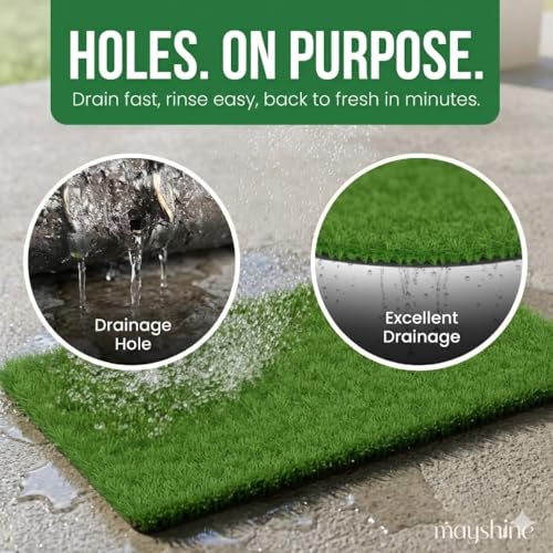 Turf Grass 70"x40" for Dogs with Drainage Holes - Easy to Clean Washable Pad for Potty Training, Artificial Turf for Dogs Puppies, Realistic Fake Grass Pad for Pet, Dog Potty for Pee Indoor Outdoor - size: 70" x 40", style: With Drainage Holes