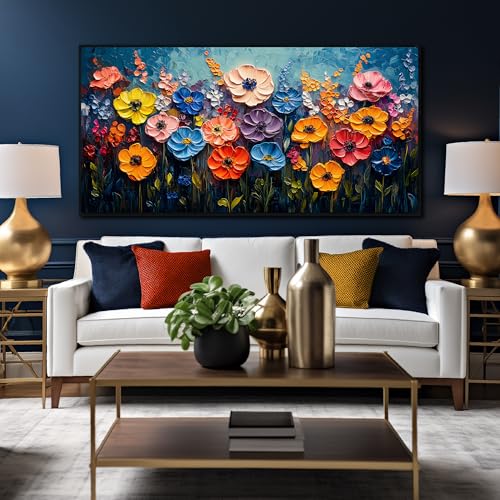 Flower Wall Art For Living Room Colorful Wall Decor For Girls Room Large Framed Wall Art For Office Women 29 x 58 Inch - color: Colorful Framed, size: 58"L x 29"W