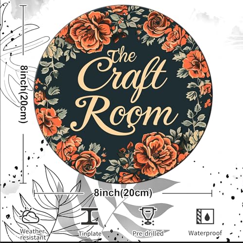 Vintage Round Metal Sign - Craft Room Wall Art - Rustic Wreath Decor - 8 Inch - color: Thanksgiving 13, size: 8 inches