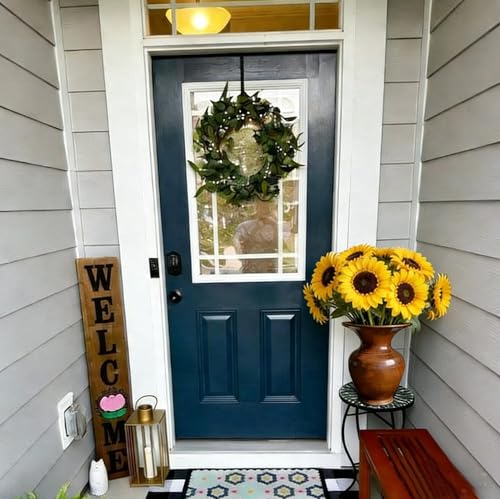 12 PCS Fake Sunflowers Silk Sunflowers Long Stem Large Summer Yellow Flower | 6in Large Heads Flower Arrangement Indoor Home Decor for Tall Vase