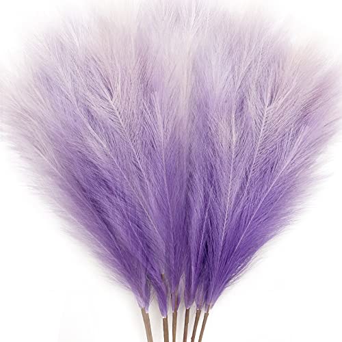 8Pcs 3FT Purple Colorful Faux Pampas Grass, KALYLOC Fake Artificial Pampass Grass Decor, Filler Tall Pampas Grass Reed Fluffy Stems Plant for Home Boho Living Room Wedding Decoration - color: Purple