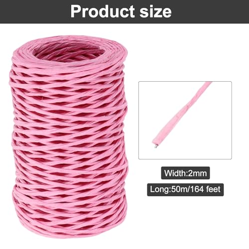 MECCANIXITY Floral Wire 164ft/50m 2mm Vine Bind Wire Rustic Craft Wrapping Metal Wire for Flower Bouquet Wreath Making, Pink - color: Pink, size: 2mmx50m