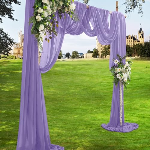 VACVELT Wedding Arch Draping Fabric, Lilac Chiffon, 1 Panel Sheer Drapes, 30 Inch x 20ft Chiffon Backdrop Curtain, Outdoor Sheer Drapery for Ceremony Party Ceiling - color: Lilac, size: 1 Panel