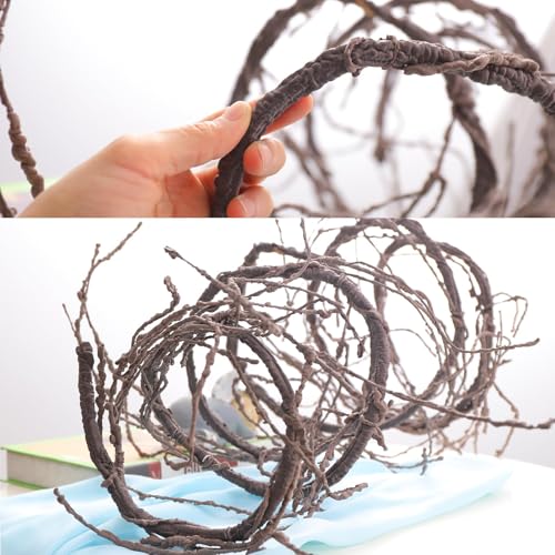 300cm/118inch Bendable Brown Small Artificial Tree Branches Fake Tree Trunk Garland Rattan Wreath Cherry Blossom Grape Vines Floral for Wall Hanging Front Door Reptile Habitat Decoration - color: Brown, size: Small