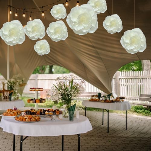 BRT Bearingshui Crepe Paper Flowers Decoration for Wall Total 9 Pcs, Artificial Flowers for Wedding Decor,Flower Backdrop Decor, Baby Bridal Shower Birthday Party, Beige 3D Wall Flowers Decor - color: Beige