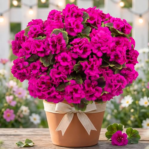 lovemoon 16 Pcs Artificial Geranium Plant Realistic Silk Flowers for Outside UV Resistant Faux Geraniums Flowers for Indoor Outdoor Home Garden Office Decoration (16, Rose Red) - color: Rose Red