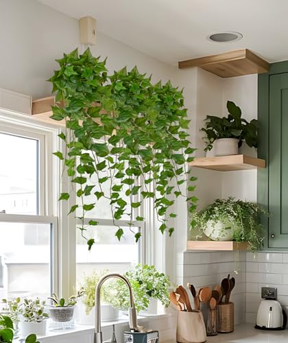 24" Artificial Hanging Plant Ivy Vine Green Plants Decorative Artificial Plants Fake Hanging Plants for Window Wall Decorations - color: Ivy, size: 48-inch