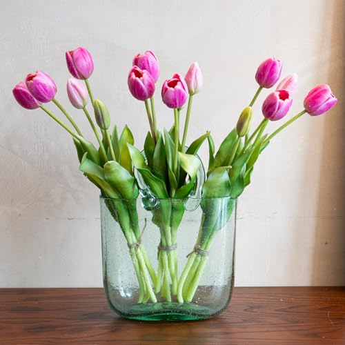 Artificial Tulips Flowers,Soft Touch Latex Bouquet, Fake Tulips,Spring Wedding Home Room Table Centerpiece Decor - color: 15pcs Peachblow(no Vase)