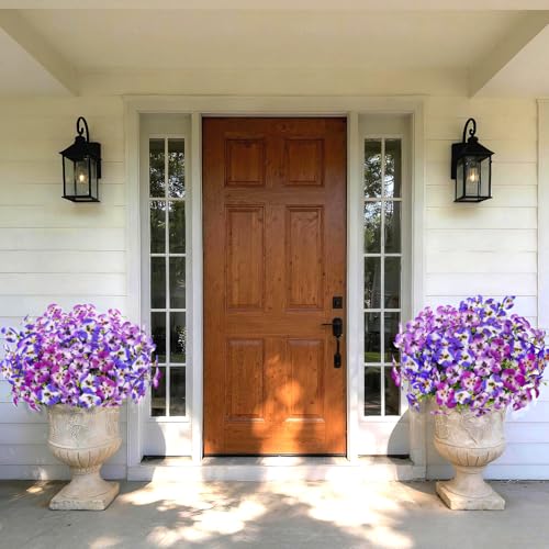 Artificial Pansies Flowers for Outdoor Faux Flower Spring Summer Decor, 12 Bundles Realistic Fake Silk Flowers Outside UV Resistant for Porch Patio Garden Home Yard Window Orchid Purple Lilac - color: Orchid Purple Lilac
