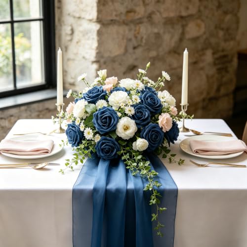 Artificial Flowers, Artificial Rose 25pcs for DIY Wedding Bouquets Centerpieces Arrangements, Navy Blue Foam Roses with Stems for Bridal Shower Party Home Decorations - color: Navy Blue, size: 25pcs