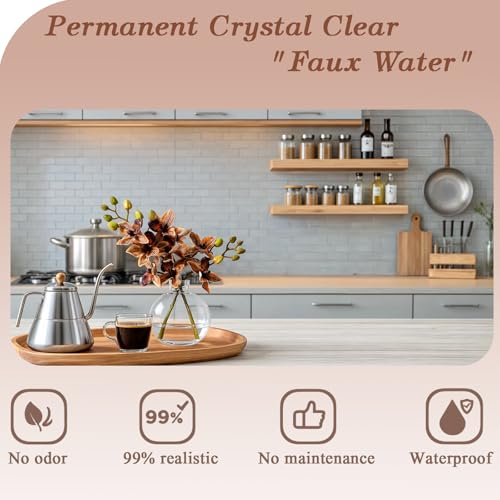 Artificial White Orichid Artificial Flowers in Clear Glass Water‑Filled Vase – Silk Fake Plants Table Centerpiece for Home, Shelf, Office & Dining Decor, Maintenance‑Free (White Light Orange) - color: White Light Orange