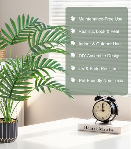 florisso 28" Artificial Areca Palm Plant Tall Fake Faux Plants Indoor Outdoor Tree for Living Room Home House Decoration - size: 28“ Palm