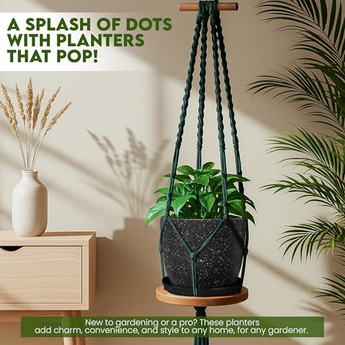 Utopia Home - Spotty Plant Pots Indoor with Drainage - 7/6.6/6/5.3/4.8 Inches Flower Pots - 5 Pack Plastic Planters - Ideal for Stocking Stuffers - (Speckled Black, Pack of 5) - color: Speckled Black, size: Pack of 5