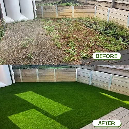 Heyroll Artificial Grass Thick Turf Rug 3 ft x 17 ft, 35MM Outdoor Indoor Fake Grass Mat, Astro Turf Lawn for Dogs Pets, Synthetic Grass Rug with Drainage Holes & Rubber Backing/Custom Size - size: 3x17FT