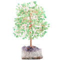Crystal Tree of Life,Natural Green Aventurine (406 Beads Count) Amethyst Cluster Base, Positive Energy Feng Shui Gem Bonsai Money Tree Good Luck,Gift Size 8.5-9 Inches - color: Aventurine With Amethyst Cluster Base