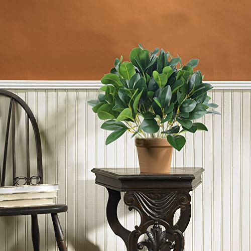 4Pcs Artificial Greenery Stems Faux Eucalyptus Leaves Green Fake Shrubs Plants for Vase Garden Outdoor Planters Window Box Home Wedding Courtyard Office Kitchen Decoration - color: Green