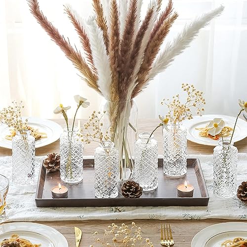 ComSaf Glass Bud Vases Set of 12, Small Diamond Bud Vases in Bulk, Mini Flowers Vases for Centerpieces, Vintage Bottle for Table Decorations, Wedding Decor, Recepetion, Home, (Clear) - color: Clear, size: 12 Pcs