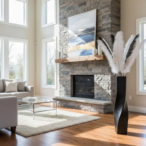 Tall Floor Vase 35.4" Matte Black, Resin Large Floor Vase Square Twisted Vases for Dried Pampas Grass Feathers Branches Fresh Flowers, Modern Home Decor for Living Room Corner Entryway - color: Black, size: 35.43 Inches