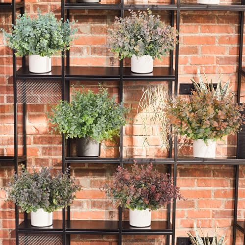 RECUTMS 8 Bundles Artificial Greenery Plants Stems Fake Eucalyptus Plants Boxwood Bushes for Spring Summer Farmhouse Bathroom Office Vase Centerpiece Outdoor Wedding Graduation Party Decor(Dusty Pink) - color: Dusty Pink, size: 8 Pcs