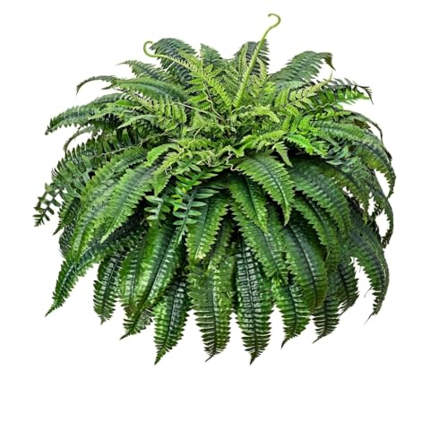48" Fake Ferns, Ferns Artificial Plants Large, Artificial Boston Fern, Faux Fern for Outdoors Planter Realistic UV Resistant Fake Bush Plants Greenery with 88 Fronds, 1 Pcs