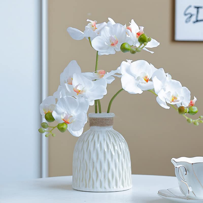 4-Pcs Artificial Flowers Real Touch Latex Phalaenopsis 17.7inch Artificial Orchid Stem Bouquets for Wedding Party Home Garden Decor,White - color: White