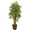 Nearly Natural 4.5ft. Bamboo Artificial Tree in Coiled Rope Planter