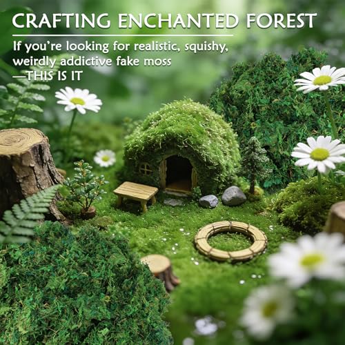 MAPVOLUT 30 OZ/1.87 LB Artificial Moss for Plants Indoor, Green Fake Moss for DIY Crafts, Decorative Moss for Fairy Gardens, and Potted Plants - Natural Texture & Durable Moss for Planter Filler - color: Green