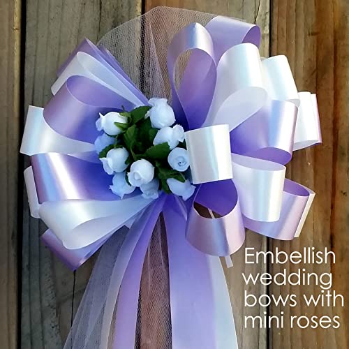 GiftWrap Etc. White Artificial Silk Flower Roses - 12 Mini Bouquets of 12 Rosebuds, 144 Rosebuds Total, Easter, Spring, Valentine's Day, V-Day, Wedding, Reception, Anniversary, Wreath, Bridal Shower - color: White
