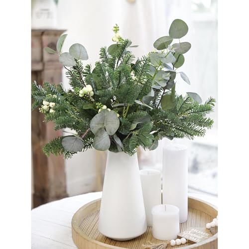 FiveSeasonStuff Soft Touch Artificial Faux Pine Stems – 6 Stems, 1.5 ft (45cm) Tall, Perfect for Home Décor, Holiday Centerpieces, Winter Arrangements, Weddings, Events – Bendable Branches - color: Pine Leaves (Green)