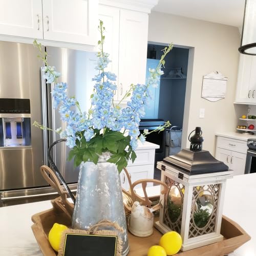 3 Pcs Delphinium Artificial Flowers 40" Long Stem Silk Larkspur Flowers Bulk Blue Faux Delphinium Stems for Tall Floor Vase Wedding Floral Arrangement Centerpieces Outdoor Home Decor Indoor - color: Blue