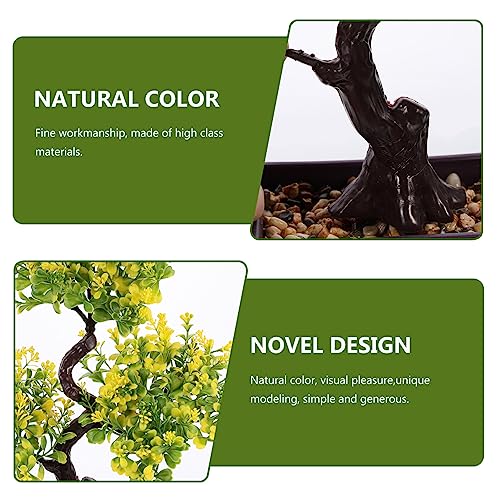 EXCEART Faux Bonsai Plastic Plant Yellow Artificial Desktop Decor - color: Yellow
