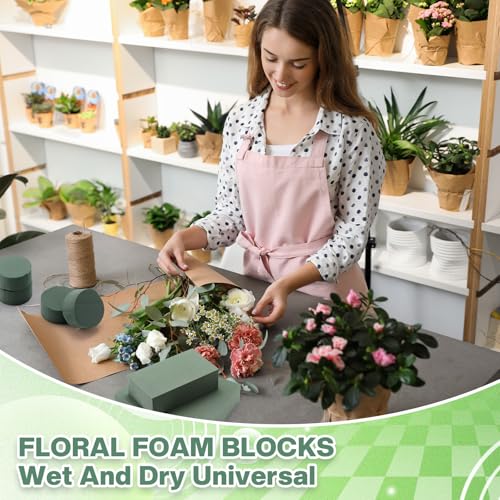 Baderke 30 Pack Floral Foam Blocks Round & Block Foam Set Green Wet & Dry Flower Blocks for Fresh & Artificial Flower Arrangement Florist Supplies for DIY Arts Crafts & Weddings