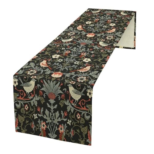 William Morris Plant Table Runner for Table Decor, Art Vintage Botanical Flower Rustic Floral Printed for Kitchen Dining Room Office Farmhouse Party Holiday Decorate 13" x 36" - color: William Morris_17, size: 13"W x 36"L (Pack of 1)