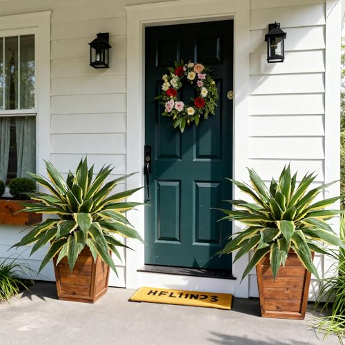 Artificial Agave Plant Fake Agave Planters for Indoor Outdoor Faux Agave Plants Real Touch Realistic Greenery for Home Living Room Office Bathroom Garden Front Porch Patio Decor (29inch-2 Pcs Yellow) - size: 29inch-2 Pcs Yellow