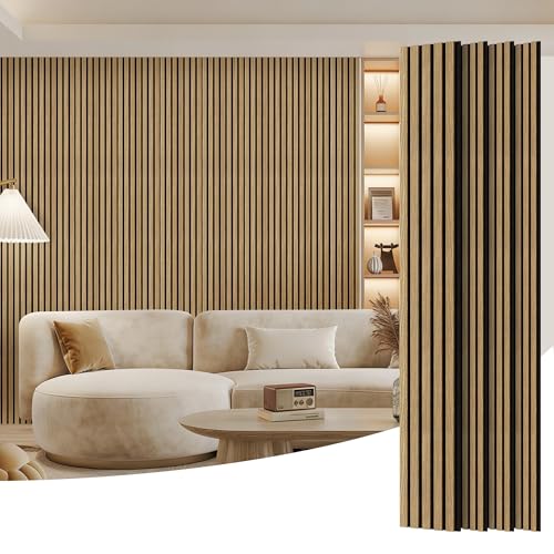 4 Pack Wood Panels for Wall, 96" x 8" Wood Slat Acoustic Panels, Acoustic Wall Panels for Interior Wall Decor, Sound Absorbing Wall Panels for Noise Reduction and Decoration, Ashen Oak - color: Ashen Oak, size: 4PCS-96" x 8"