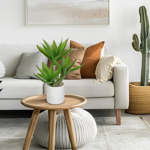 Hollyone Large Artificial Agave Plants Fake Three-Head Agave Succulents Plant Potted 17" Faux Plant in White Pot Succulent Aloe Vera Plants Indoor for Desk Modern Home Decor - color: Style 4