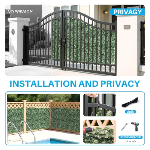 Patio Paradise 6'x12'-1Pc Faux Ivy Fence Privacy Screen Artificial Greenery Wall Backdrop,Fake Grass Wall Panels for Outside Apartment Balcony,Vine Leaf Decor for Outdoor Patio Chain Link - color: Faux Laurel Leaves with Backing, size: 6' x 12'