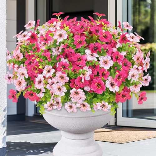 Elyum Artificial Flowers for Outdoors, 9 Bundles Artificial Plants & Flowers Outdoor, UV Resistant Faux Flowers Outdoor Fake Flowers for Outside Porch Window Box Decoration(Mixed Color) - color: Mixed Color, size: 9 Pack