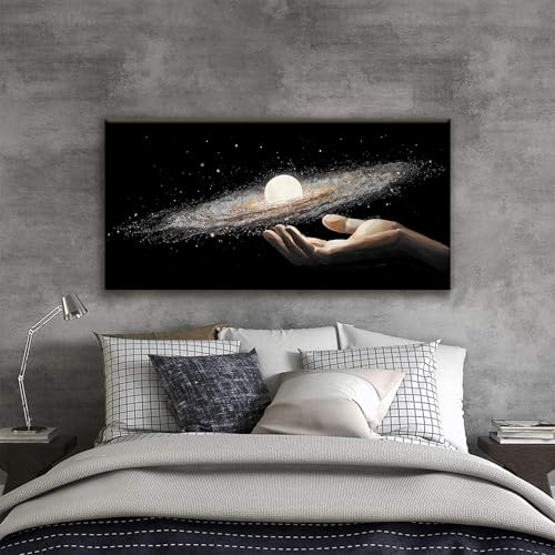 Modern Science Fiction Wall Art The Universe In Hand Abstract Art Wall Decor Canvas Wall Art For Bedroom Living Room Apartment Office Bathroom 20x40 Inch Home Wall Decor - color: White Black, size: 40"L x 20"W