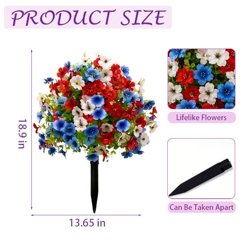 Artificial Petunias with Ground Stake - UV Resistant & Waterproof Faux Flowers for Outdoor Indoor Garden, Yard, Planter, Porch & Home Decor (Style E, 2 Pcs) - color: Style E , 2 Pcs
