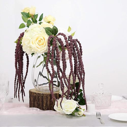 Efavormart Pack of 2 | 36-Inch Burgundy Amaranthus Artificial Flower Stems with Ivy Leaves, Realistic Cascading Faux Flowers for Wedding Arches and Tall Vases
