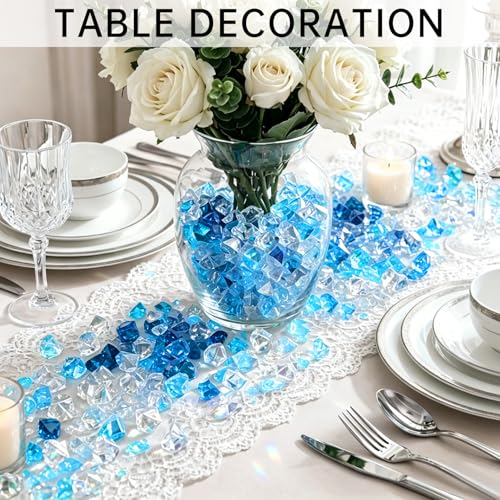 500 Pcs Fake Ice,11 * 14mm,Blue Series Acrylic Gems Vase Filler,Plastic Diamonds for Table Decoration DIY Craft Aquarium Display Party Centerpieces. - color: Blue Series, size: 11MMx14MM