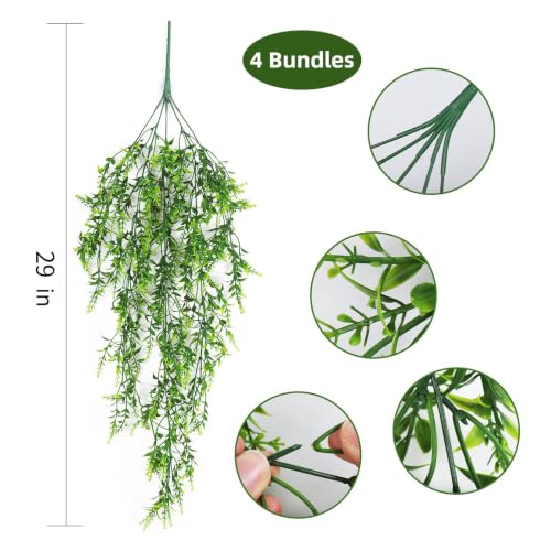 RECUTMS Artificial Green Hanging Lavender Plants, 4Packs 29 Inches Ivy | UV Resistant Plastic, Trailing Greenery Garland for Home Room Garden Wedding Front Porch Patio Farmhouse Indoor Outdoor Decor - color: Green