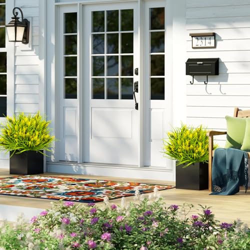 Grunyia 20 Bundles Artificial Plants Outdoor Fake Monkey Grass with Flowers (Yellow) - color: Yellow