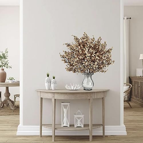 Sggvecsy 15 Pcs Babys Breath Artificial Flowers Gypsophila Bouquets Bulk Real Touch Fake Silk Flowers for Home DIY Floral Arrangement Table Centerpiece Fall Thanksgiving Autumn Decoration (Skin Brown) - color: Skin Brown, size: 15Pcs