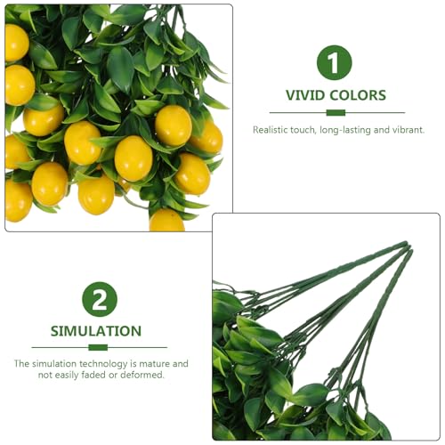 PRETYZOOM 3Pcs Artificial Branches Stems with Realistic Artificial Lemons Faux Fruit Tree Branches Greenery Decoration for Spring Kitchen Decor and Home Flower Arrangement Props