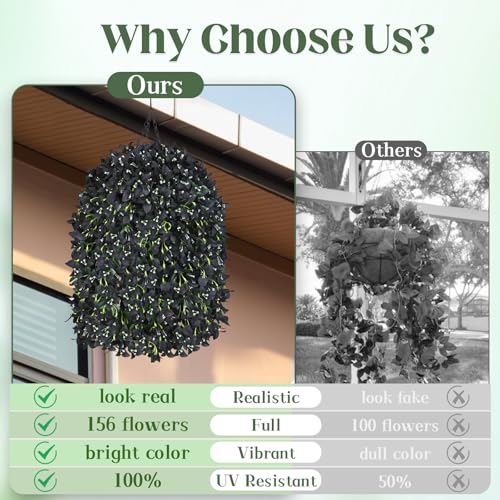 2 Pcs Artificial Flowers for Outdoors, Black Realistic Faux Silk Bougainvillea Flowers, Fake Hanging Plants for Porch Patio Balcony Decoration (Black) - color: Black, size: 2 Pcs