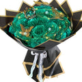 Dark Green Glitter Roses Bouquet, 24 Pcs Shiny Glitter Flowers Bouquet, Everlasting DIY Artificial Roses Bouquet for Christmas, Birthday, Anniversary, Wedding, Engagement - color: Dark Green-a, size: 24 PCS