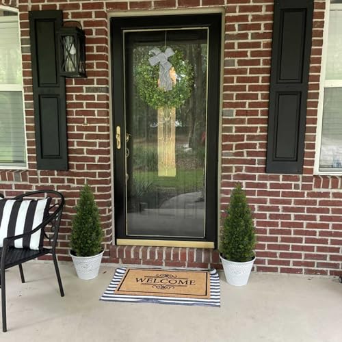 Aveyas 3ft Artificial Cedar Topiary Trees for Outdoor Front Porch Door, 3 Feet Faux Potted Plants Evergreen Fake Pine Cypress Tree for Outside Home Decor (3 ft Tall) - Set of 2 Pack - color: Cedar Topiary Trees - 2 Pack (3ft), size: 3 feet
